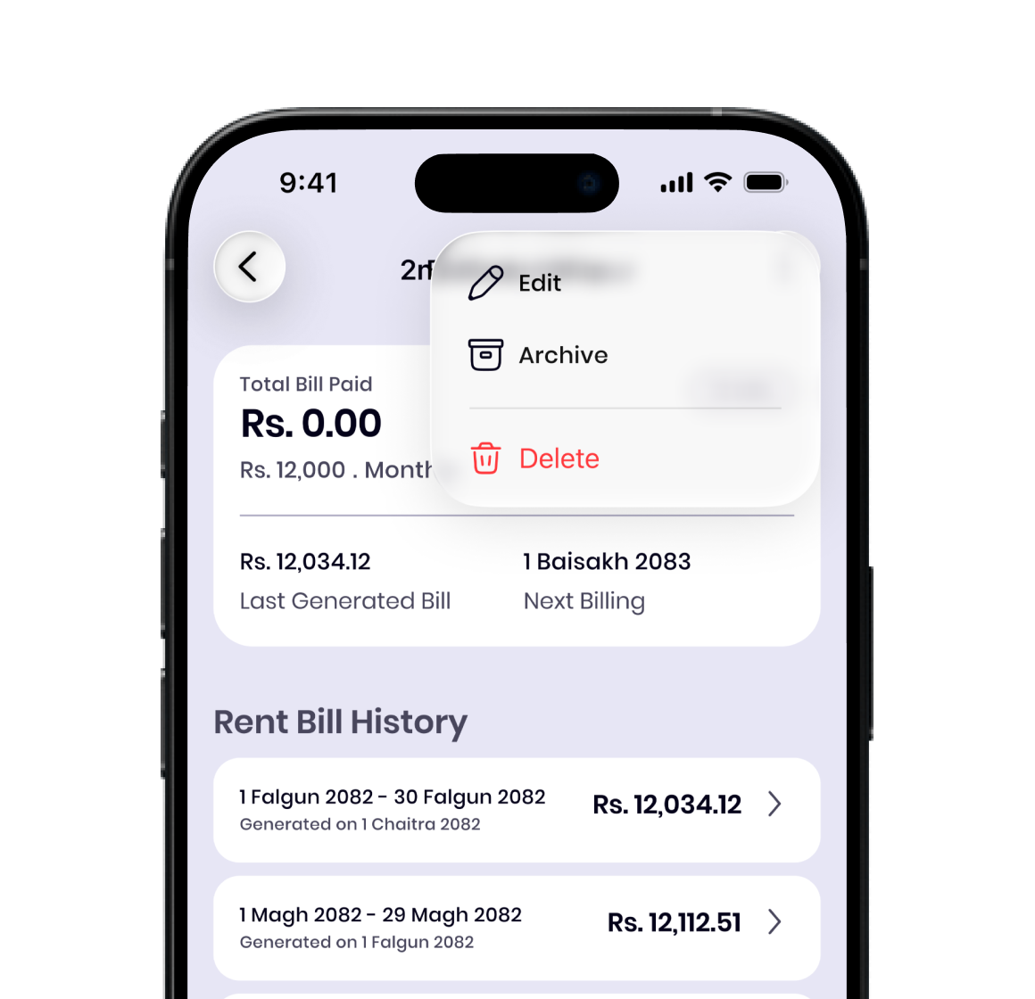 Edit, archive and delete