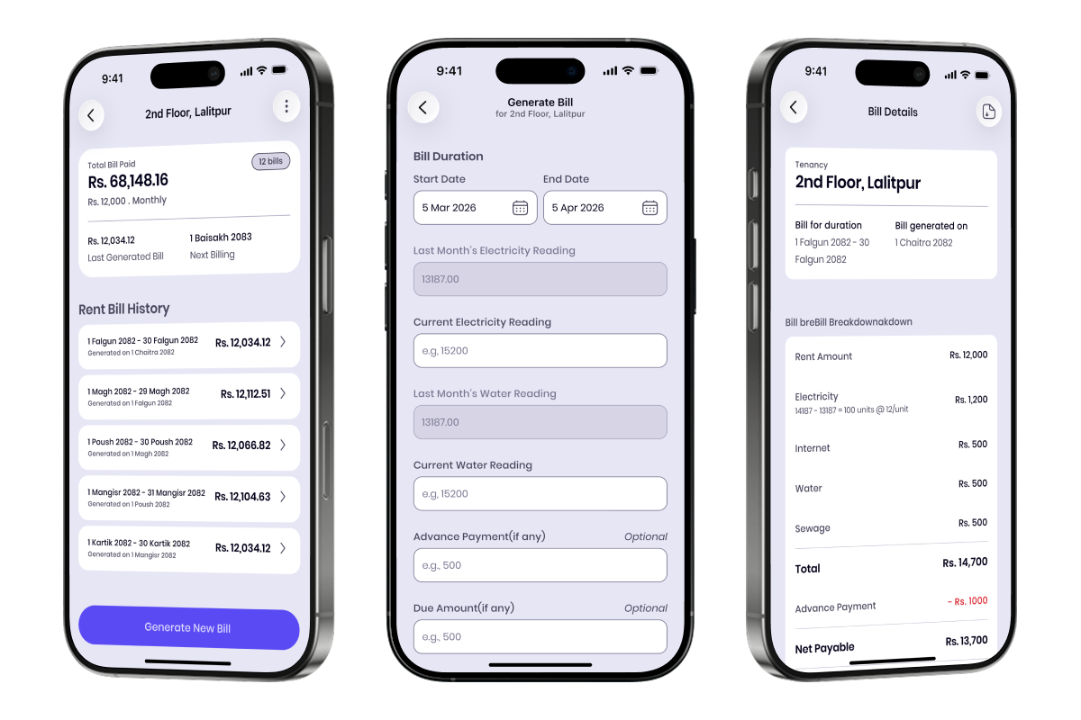 One tap bill generation feature